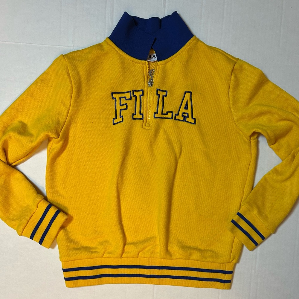 FILA Yellow Pullover with Blue Collar and Trim